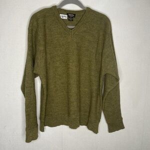 VTG Fink 100% Lambs Wool Long Sleeve V-Neck Sweater Men Size Large Olive